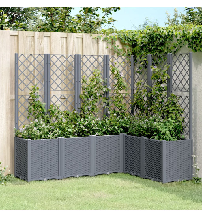 Jardinière avec treillis bleu gris 160x120x140 cm PP | Mobilier & Déco