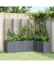 Jardinière avec treillis bleu gris 160x120x140 cm PP | Mobilier & Déco