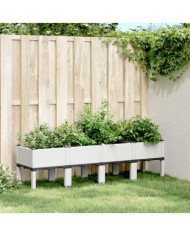 Jardinière avec pieds blanc 160x40x42 cm PP | Mobilier & Déco
