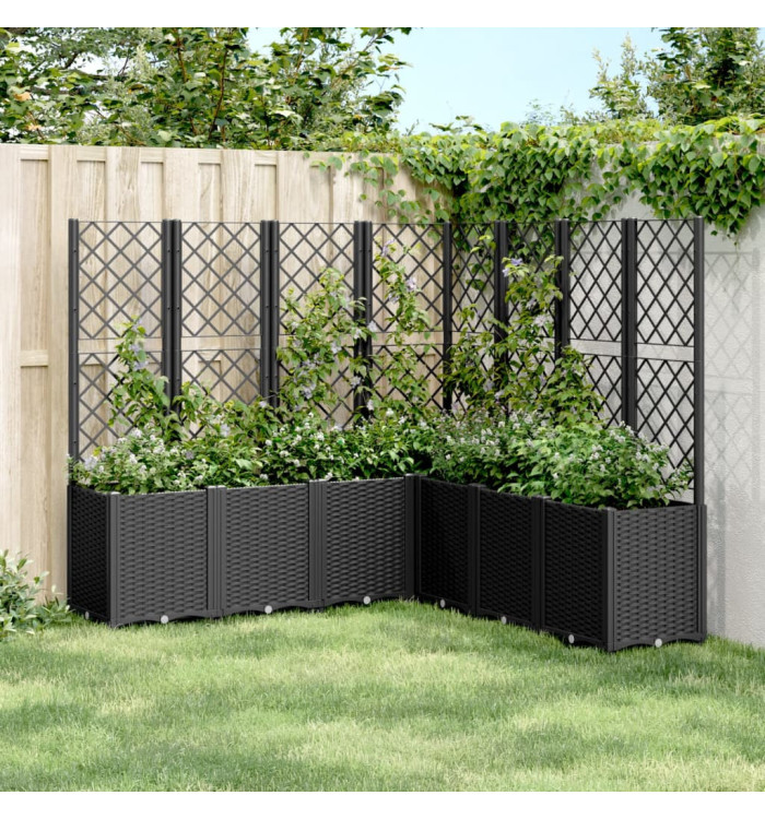 Jardinière avec treillis noir 160x160x140 cm PP | Mobilier & Déco