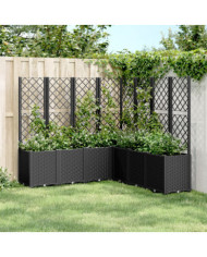 Jardinière avec treillis noir 160x160x140 cm PP | Mobilier & Déco