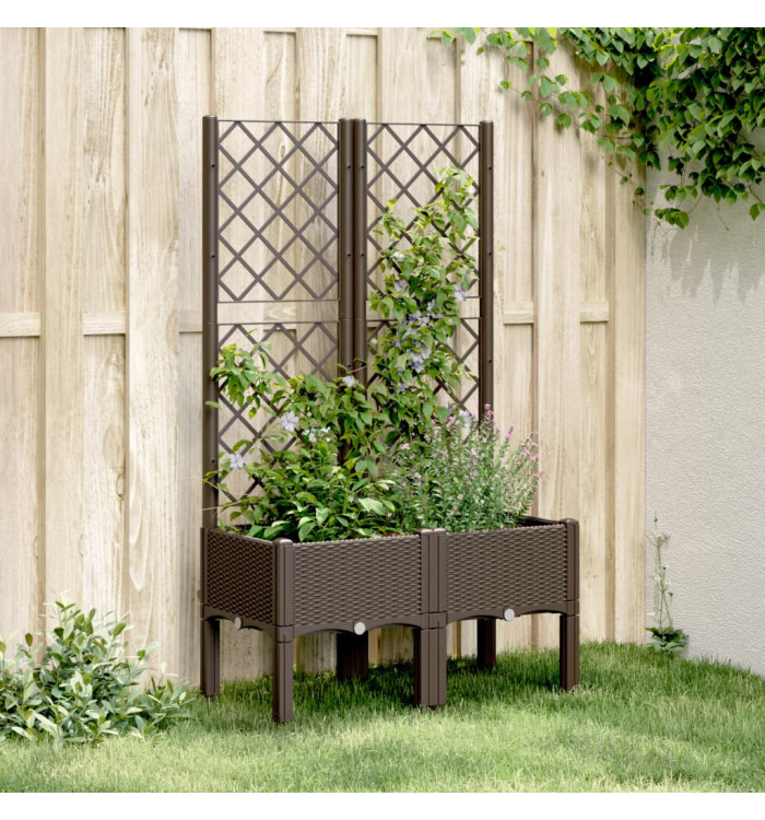 Jardinière avec treillis marron 80x40x142 cm PP | Mobilier & Déco