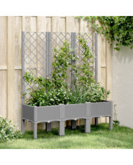 Jardinière avec treillis gris clair 120x40x142 cm PP | Mobilier & Déco
