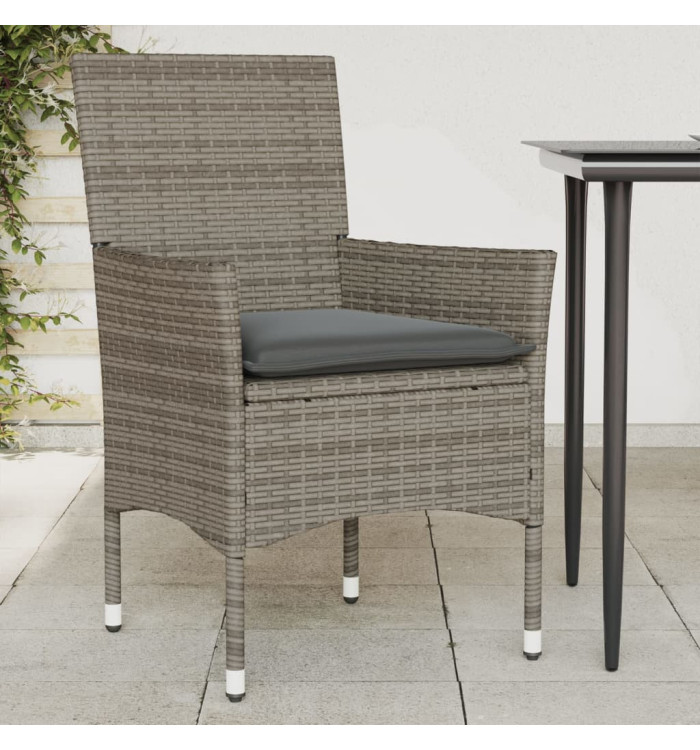 Chaises de jardin avec coussins lot de 2 gris résine tressée | Mobilier & Déco