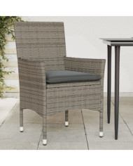 Chaises de jardin avec coussins lot de 2 gris résine tressée | Mobilier & Déco