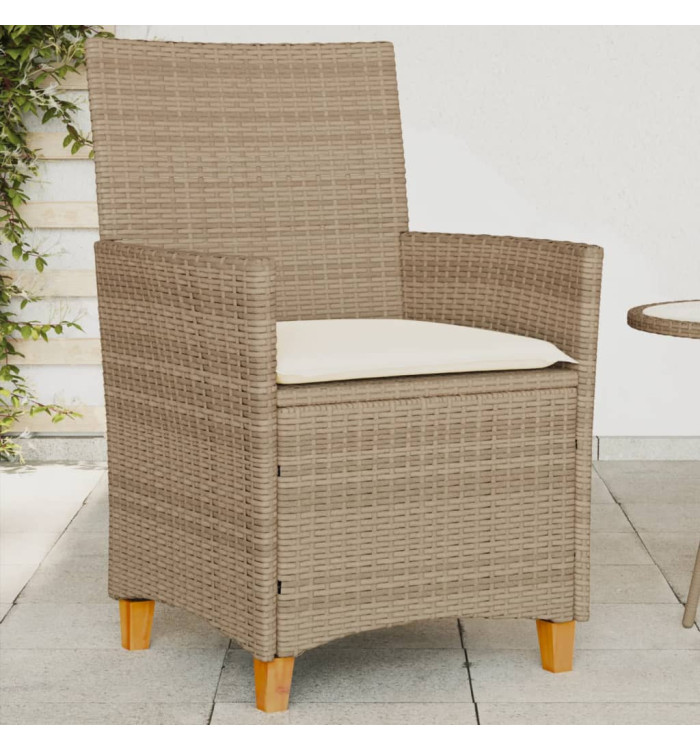 Chaises de jardin coussins lot de 2 beige résine tressée bois | Mobilier & Déco