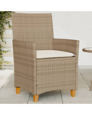 Chaises de jardin coussins lot de 2 beige résine tressée bois | Mobilier & Déco