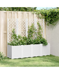 Jardinière avec treillis blanc 160x40x140 cm PP | Mobilier & Déco
