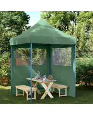 Tente de réception pliable escamotable 2 parois latérales vert | Mobilier & Déco