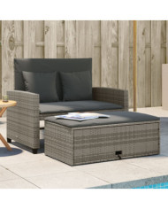 Canapé de jardin 2 places avec coussins gris résine tressée | Mobilier & Déco
