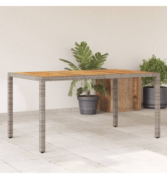 Table de jardin et dessus en bois d'acacia gris résine tressée | Mobilier & Déco