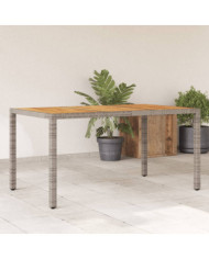 Table de jardin et dessus en bois d'acacia gris résine tressée | Mobilier & Déco
