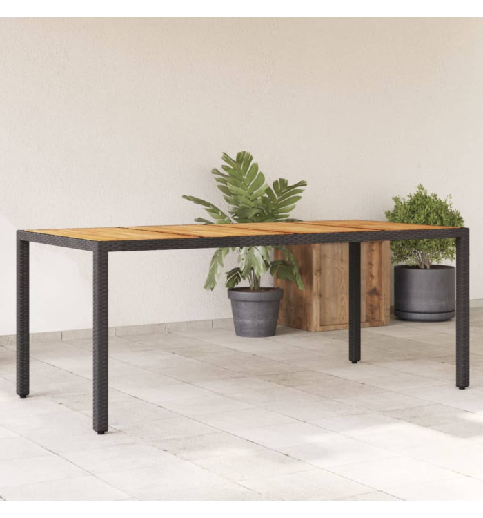 Table de jardin et dessus en bois d'acacia noir résine tressée | Mobilier & Déco