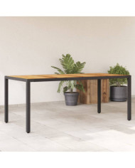 Table de jardin et dessus en bois d'acacia noir résine tressée | Mobilier & Déco