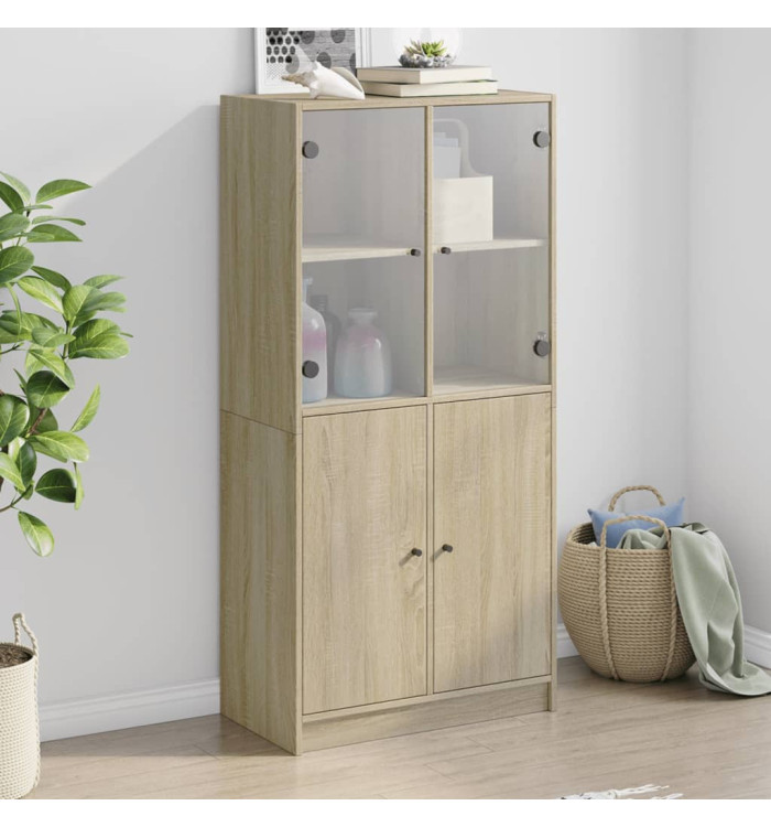 Buffet haut avec portes chêne sonoma bois d'ingénierie | Mobilier & Déco