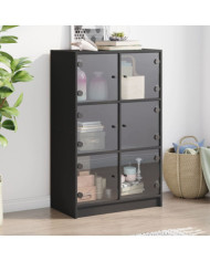 Buffet haut avec portes noir 68x37x109 cm bois d'ingénierie | Mobilier & Déco