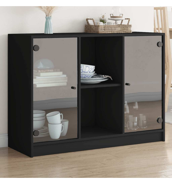 Buffet noir 102x37x75,5 cm bois d'ingénierie | Mobilier & Déco