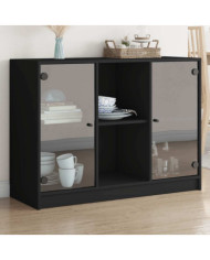 Buffet noir 102x37x75,5 cm bois d'ingénierie | Mobilier & Déco