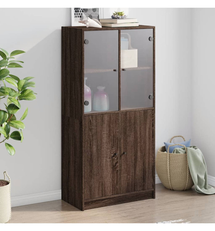Buffet haut avec portes chêne marron bois d'ingénierie | Mobilier & Déco