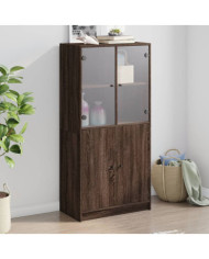 Buffet haut avec portes chêne marron bois d'ingénierie | Mobilier & Déco