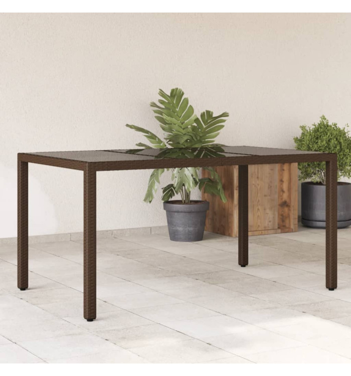 Table de jardin avec dessus en verre marron résine tressée | Mobilier & Déco