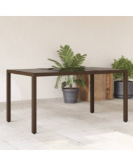 Table de jardin avec dessus en verre marron résine tressée | Mobilier & Déco