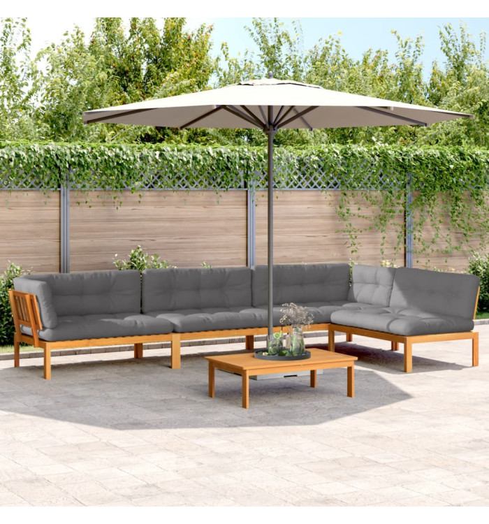 Salon palette de jardin avec coussins 5pcs bois d'acacia massif | Mobilier & Déco