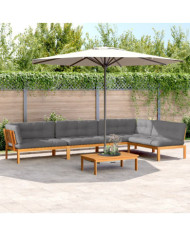 Salon palette de jardin avec coussins 5pcs bois d'acacia massif | Mobilier & Déco