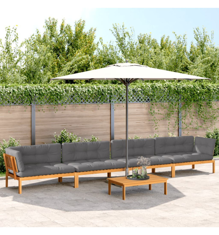 Salon palette de jardin avec coussins 5pcs bois d'acacia massif | Mobilier & Déco