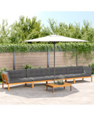 Salon palette de jardin avec coussins 5pcs bois d'acacia massif | Mobilier & Déco