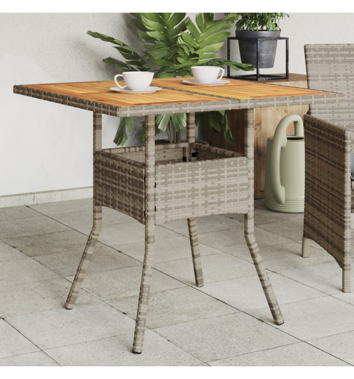 Table de jardin et dessus en bois d'acacia gris résine tressée | Mobilier & Déco