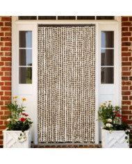 Rideau anti-mouches beige et marron 118x220 cm chenille | Mobilier & Déco