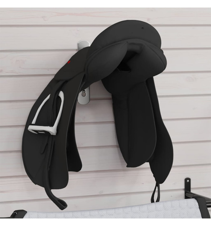Porte-selle avec crochet de bride à un bras pliable noir fer | Mobilier & Déco