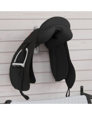 Porte-selle avec crochet de bride à un bras pliable noir fer | Mobilier & Déco