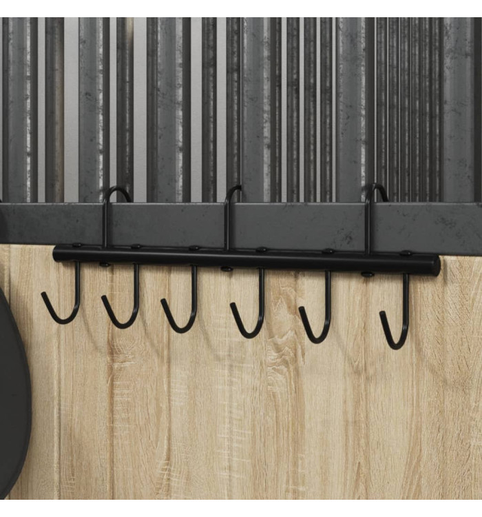 Porte-bride avec 9 crochets tournants noir acier | Mobilier & Déco