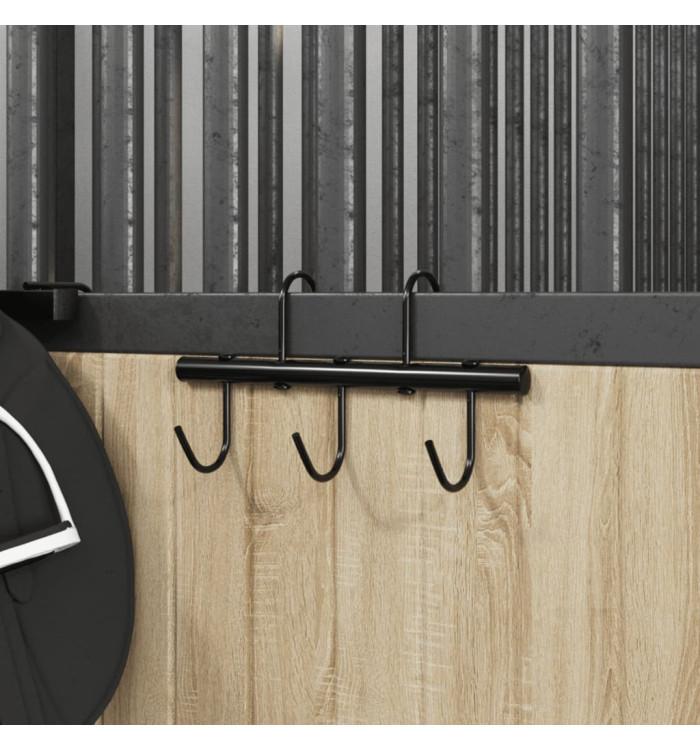 Porte-bride avec 5 crochets tournants noir acier | Mobilier & Déco