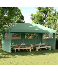 Tente de réception pliable escamotable 3 parois latérales vert | Mobilier & Déco