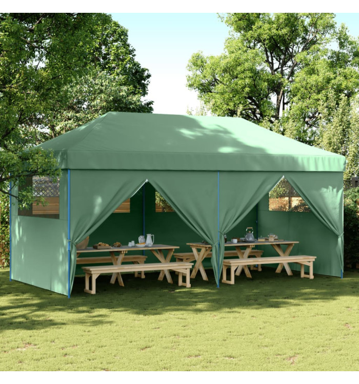 Tente de réception pliable escamotable 4 parois latérales vert | Mobilier & Déco