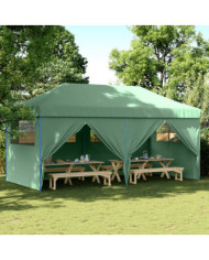 Tente de réception pliable escamotable 4 parois latérales vert | Mobilier & Déco