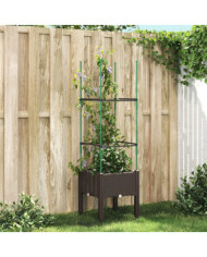 Jardinière avec treillis marron 40x40x142,5 cm PP | Mobilier & Déco