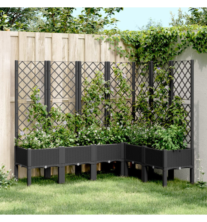 Jardinière avec treillis noir 160x120x142 cm PP | Mobilier & Déco