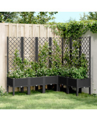 Jardinière avec treillis noir 160x120x142 cm PP | Mobilier & Déco
