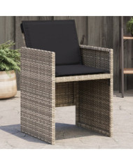 Chaises de jardin avec coussins lot de 4 gris clair poly rotin | Mobilier & Déco