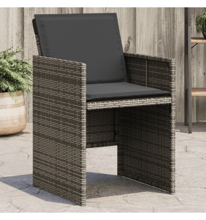 Chaises de jardin avec coussins lot de 4 gris résine tressée | Mobilier & Déco