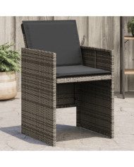 Chaises de jardin avec coussins lot de 4 gris résine tressée | Mobilier & Déco