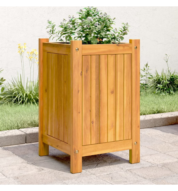 Jardinière avec doublure 31x31x50 cm bois massif d'acacia | Mobilier & Déco