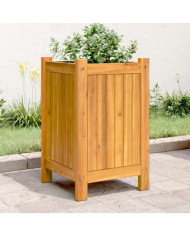 Jardinière avec doublure 31x31x50 cm bois massif d'acacia | Mobilier & Déco