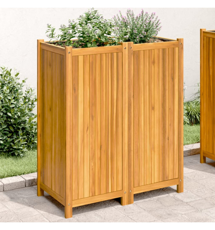 Jardinière avec doublure 84x42x100 cm bois massif d'acacia | Mobilier & Déco