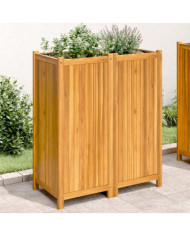 Jardinière avec doublure 84x42x100 cm bois massif d'acacia | Mobilier & Déco