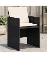 Chaises de jardin lot de 4 avec coussins noir résine tressée | Mobilier & Déco